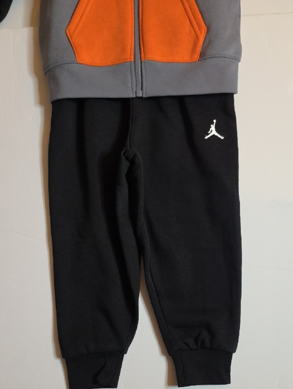 Jordan Kids Gray, Black & Orange Hoodie Jogger Set - Picture 2 of 5